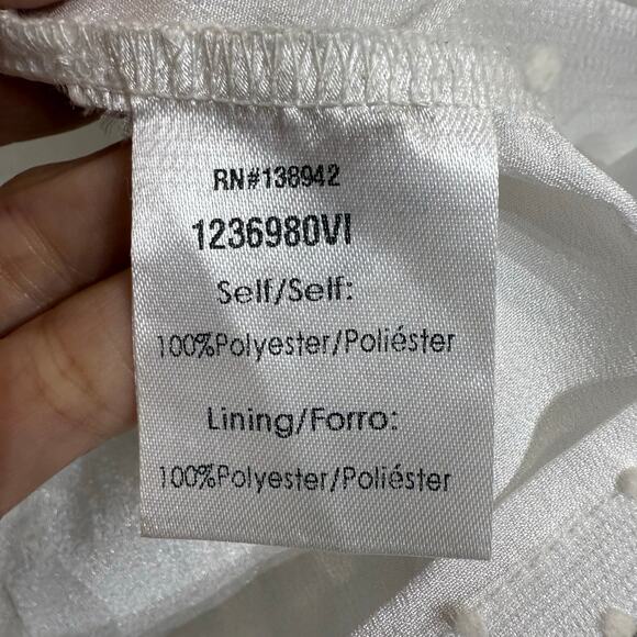 On Twelfth White Lace Long Sheer Sleeve Blouse Sz S - Picture 5 of 10